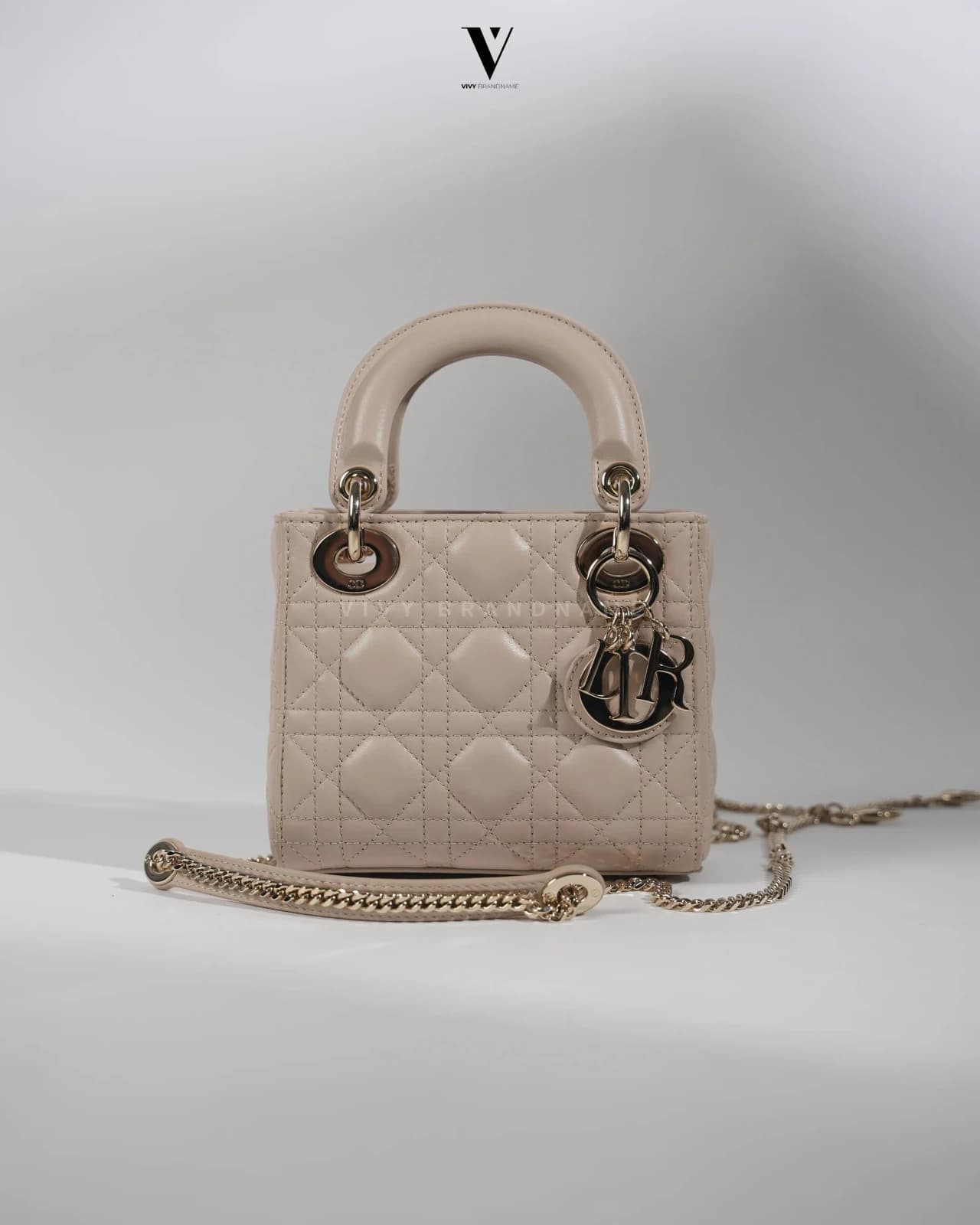 Dior lady dior mini — lady dior mini beige lamb GHW