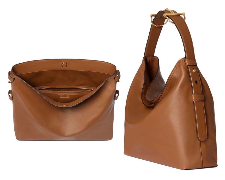 棕色 Gucci Beatrix Large Tote 的敞口俯视与侧面轮廓