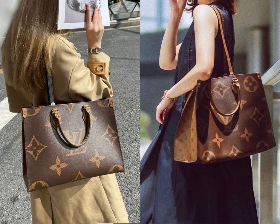 两位女士分别携带大号 Louis Vuitton OnTheGo 托特包
