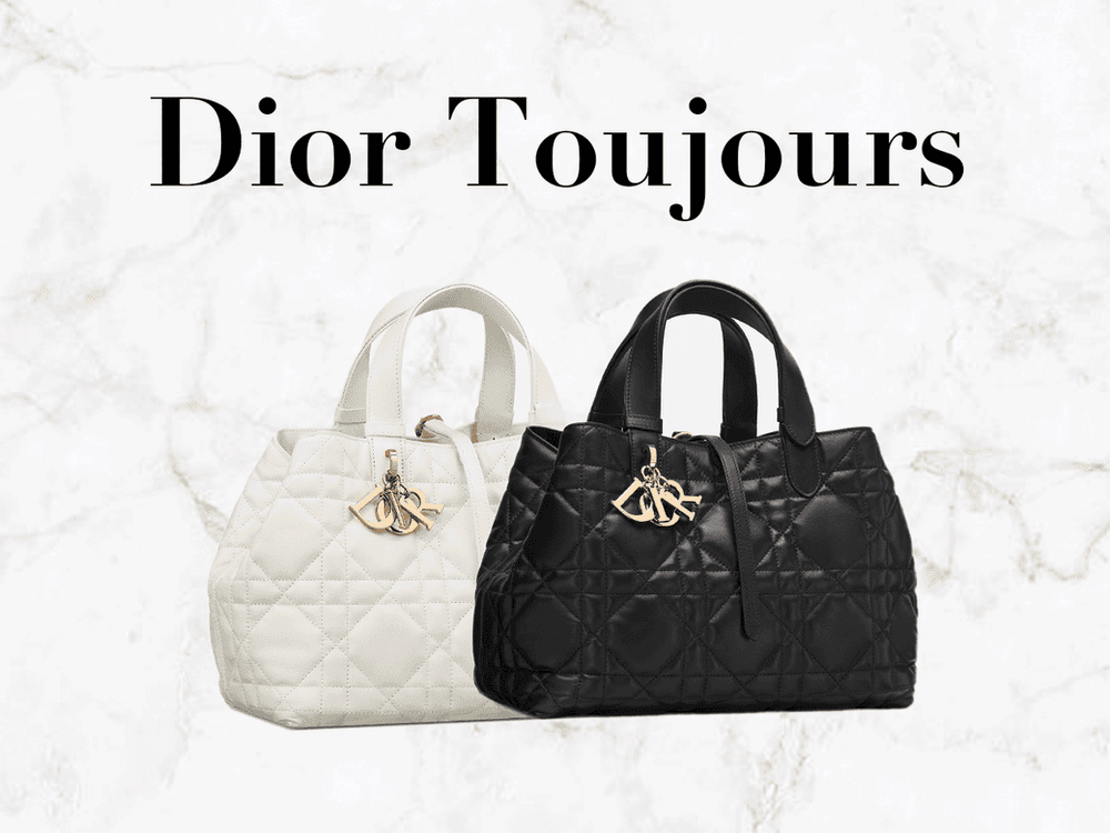 White and black quilted Dior Toujours bags with gold-tone charms