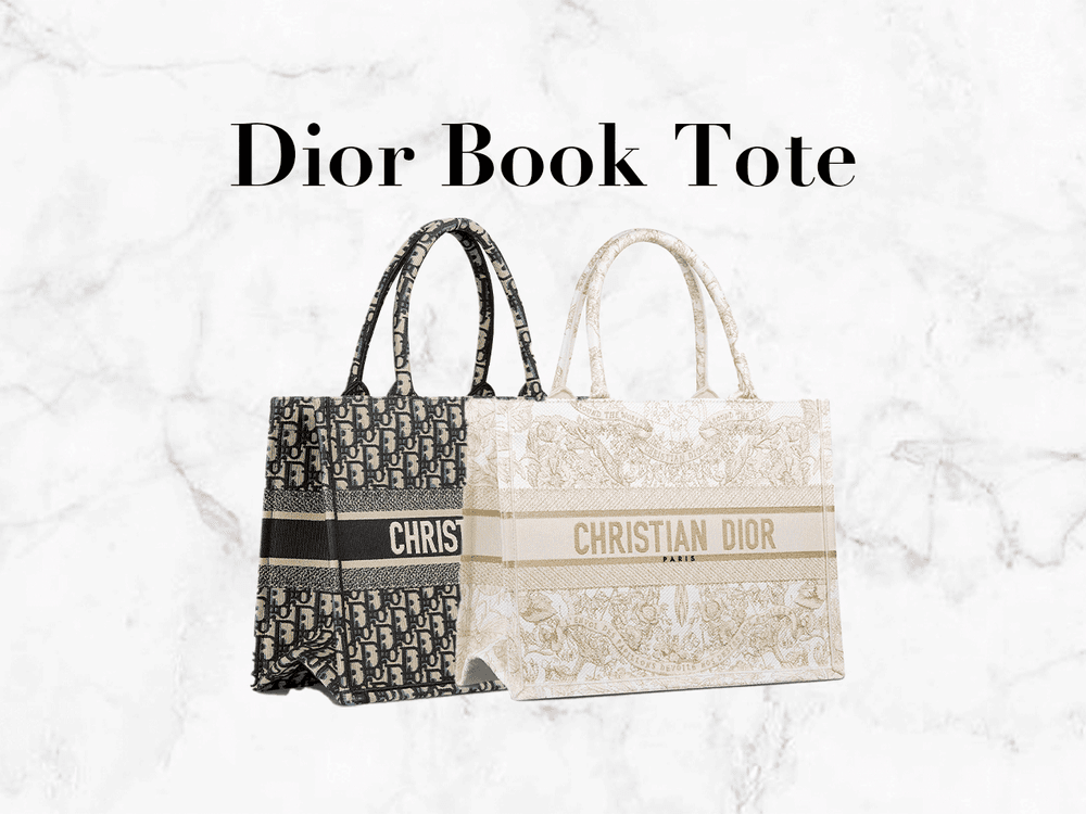 Blue Dior Oblique and ivory illustrated Dior Book Tote bags