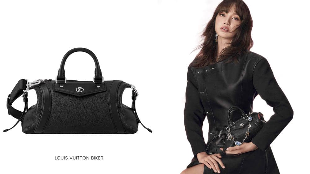 黑色 Louis Vuitton Biker 与身穿黑色造型的模特并列展示