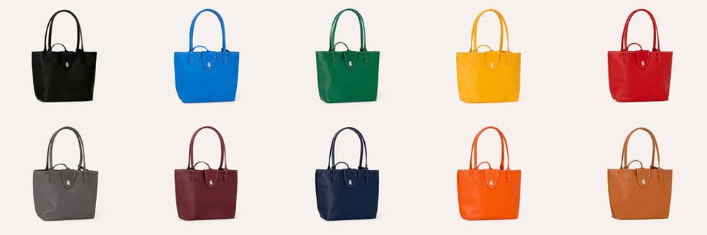 十种配色的 Goyard Anjou Mini 托特包网格陈列