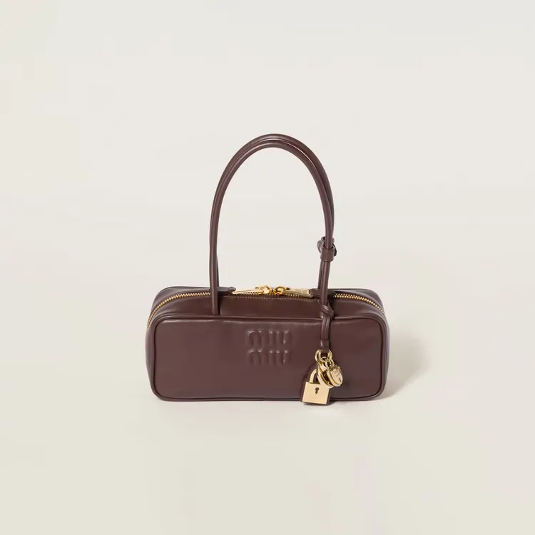 Burgundy Miu Miu Beau Bag with top handles and gold-colour lock