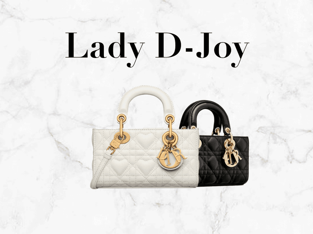 White and black Lady D-Joy bags with gold-tone charms