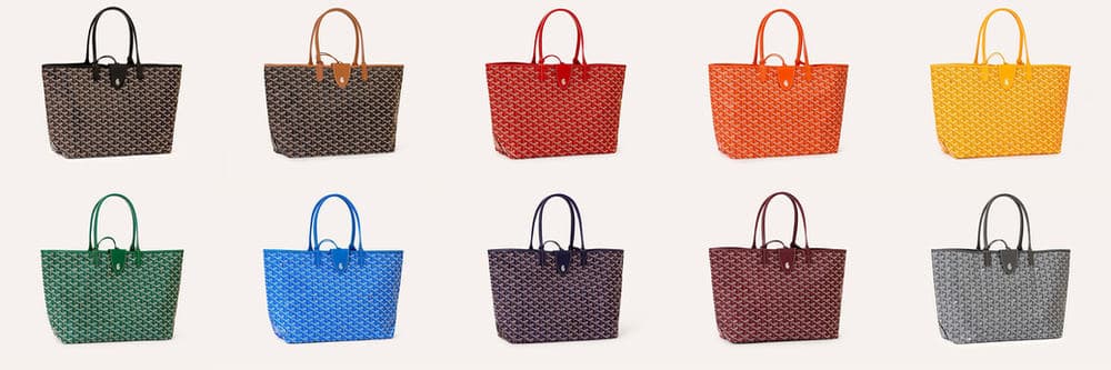 十种配色的 Goyard Saint Louis 托特包网格陈列