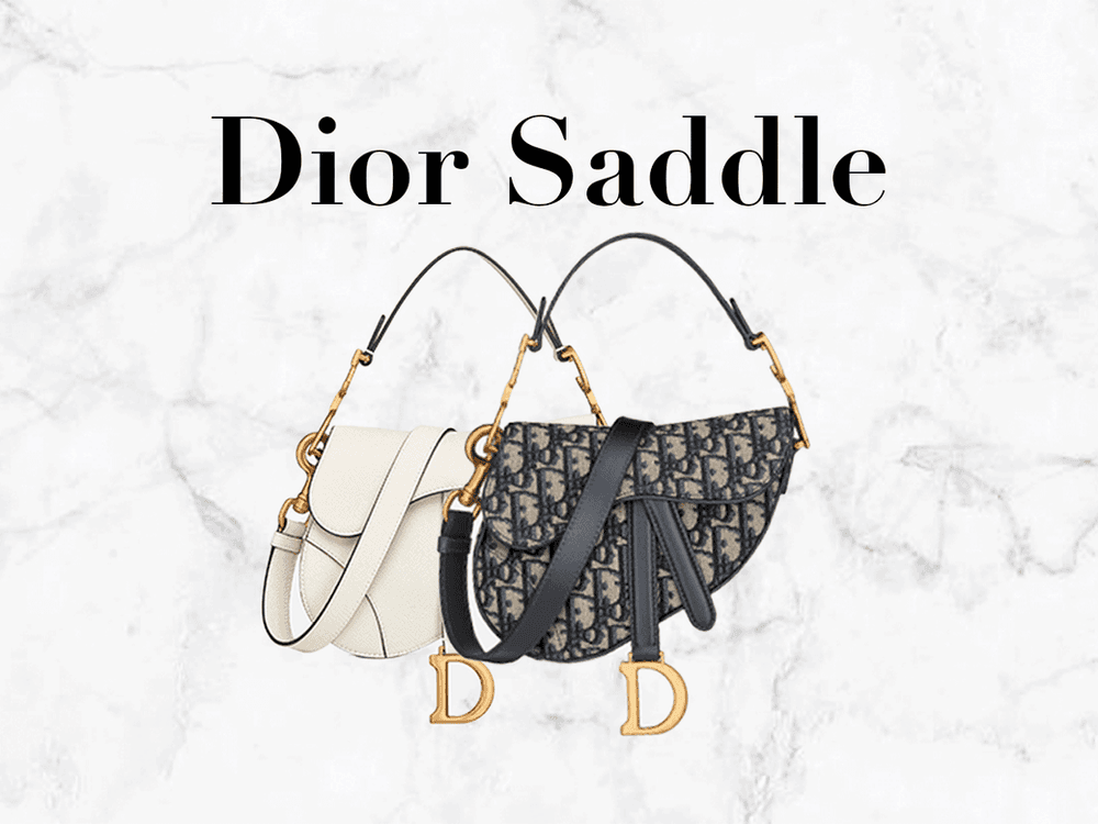 White and Dior Oblique Saddle bags with D charms