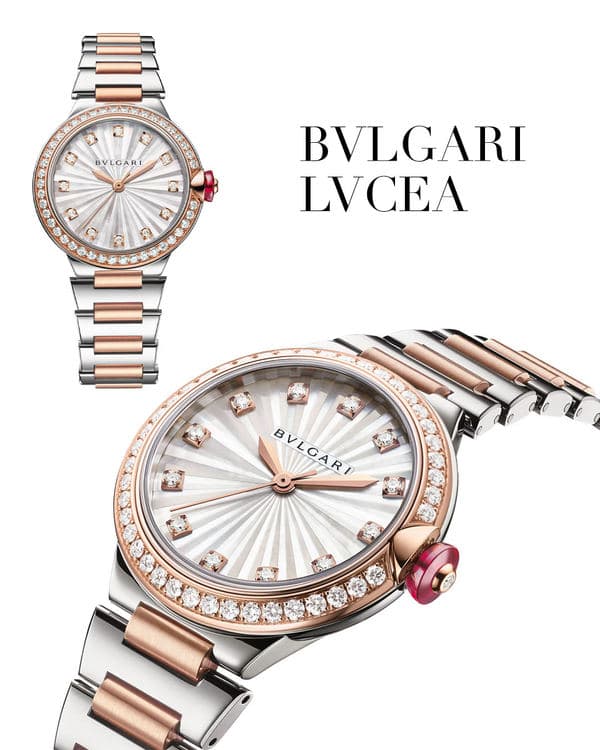 Two-tone Bvlgari Lvcea watches with pale dials