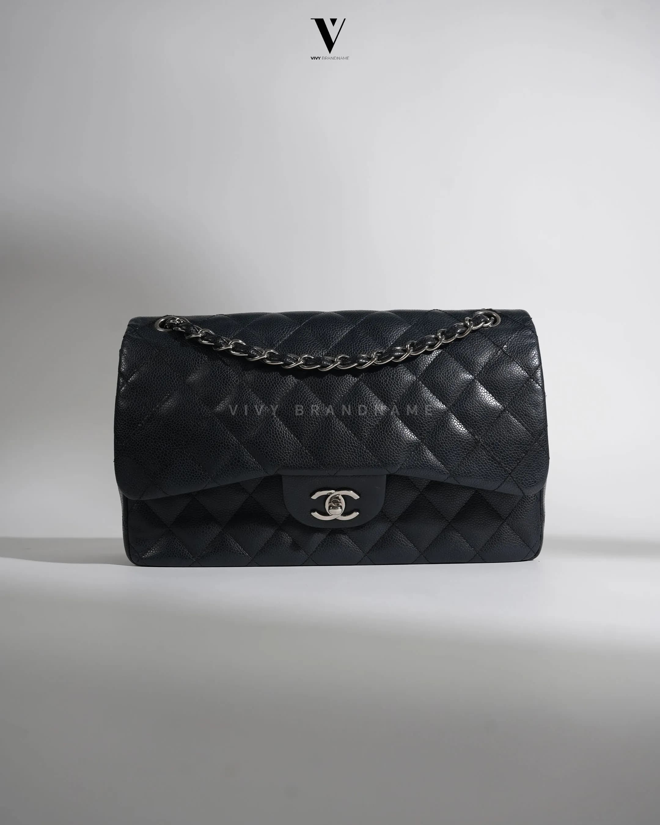 Chanel classic jumbo — classic jumbo black caviar SHW holo 22