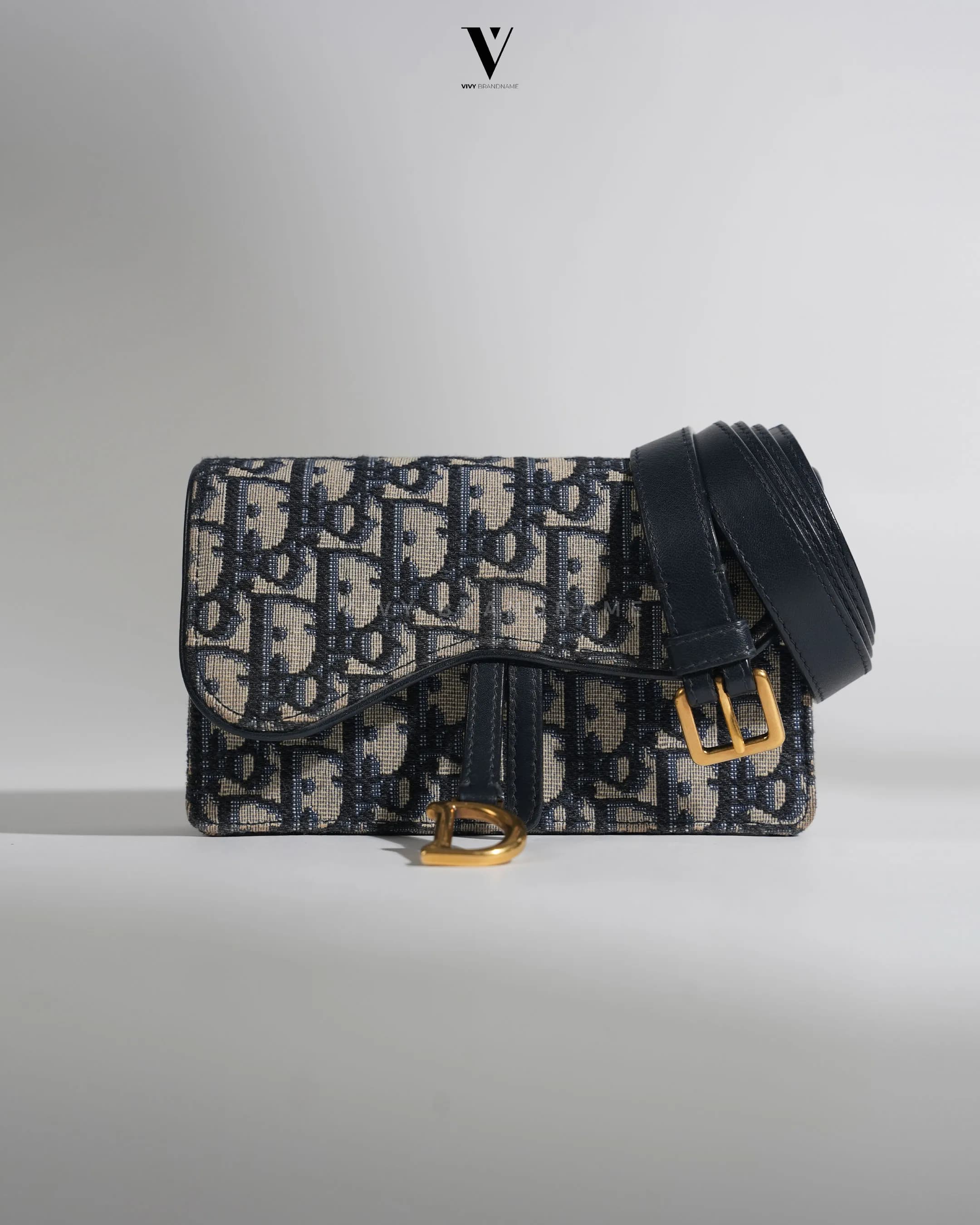 Dior saddle pouch — saddle pouch blue oblique jacquard GHW
