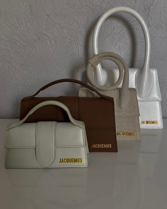 A collection of Jacquemus handbags